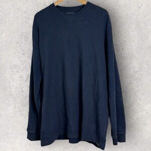 Eddie Bauer Blue‎ Waffle Knit Crew Neck Pullover Sweater Top Size XL Tall Navy